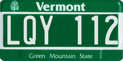 VT license plate LQY112