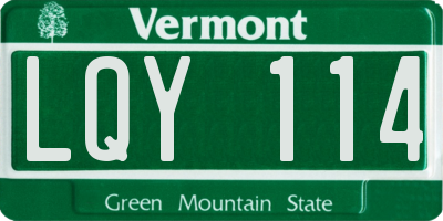 VT license plate LQY114
