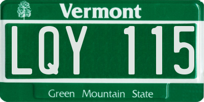 VT license plate LQY115