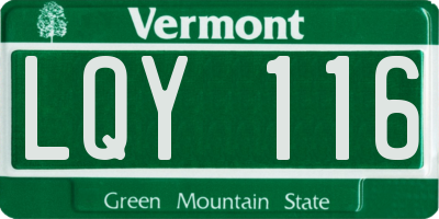 VT license plate LQY116