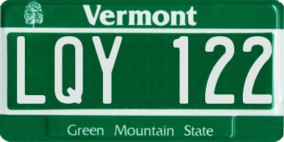 VT license plate LQY122