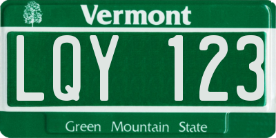 VT license plate LQY123