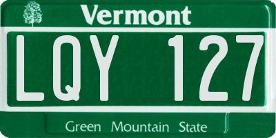 VT license plate LQY127