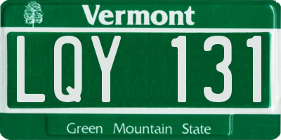 VT license plate LQY131