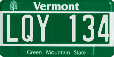 VT license plate LQY134