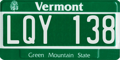 VT license plate LQY138