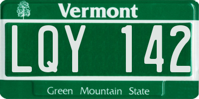 VT license plate LQY142
