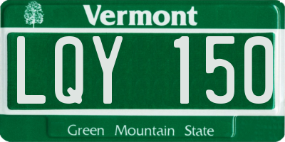 VT license plate LQY150