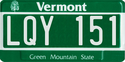 VT license plate LQY151