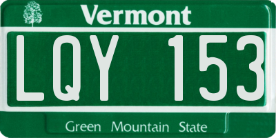 VT license plate LQY153