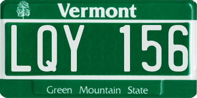 VT license plate LQY156