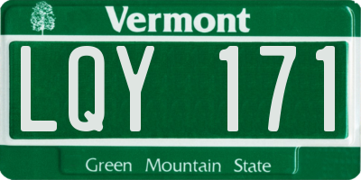 VT license plate LQY171