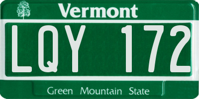 VT license plate LQY172