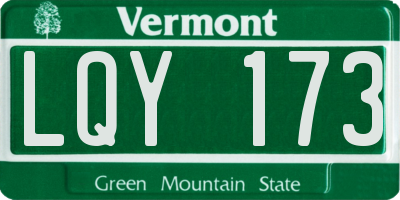 VT license plate LQY173