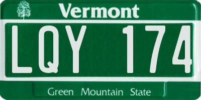 VT license plate LQY174