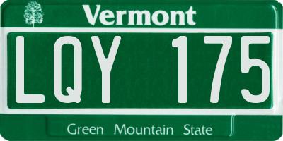 VT license plate LQY175