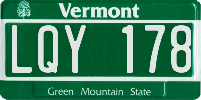 VT license plate LQY178