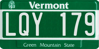 VT license plate LQY179