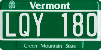 VT license plate LQY180
