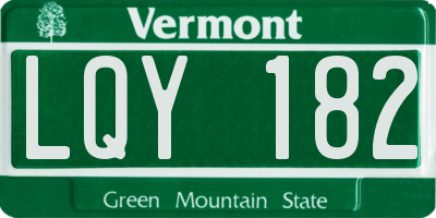 VT license plate LQY182