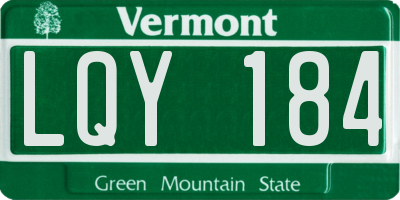 VT license plate LQY184