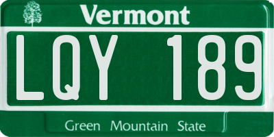 VT license plate LQY189