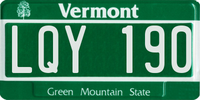 VT license plate LQY190