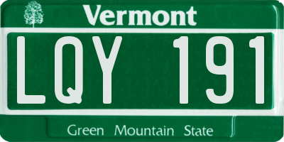 VT license plate LQY191