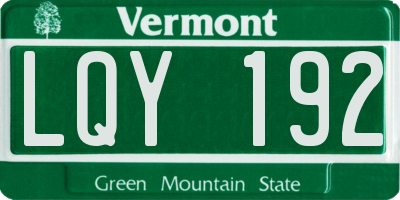 VT license plate LQY192