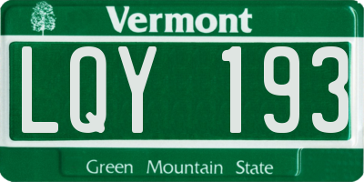 VT license plate LQY193