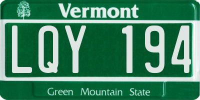 VT license plate LQY194