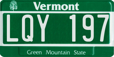 VT license plate LQY197