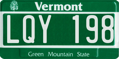 VT license plate LQY198