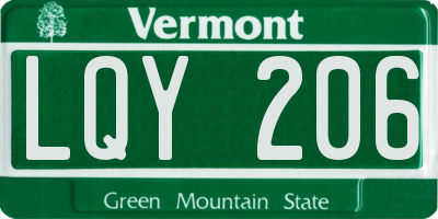 VT license plate LQY206