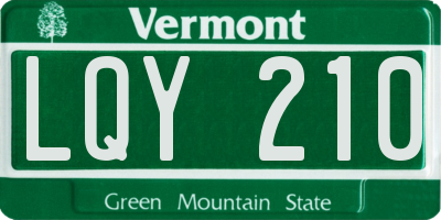 VT license plate LQY210