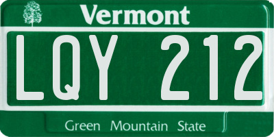 VT license plate LQY212