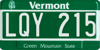 VT license plate LQY215