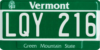 VT license plate LQY216