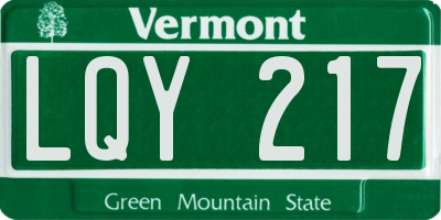 VT license plate LQY217