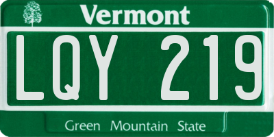 VT license plate LQY219