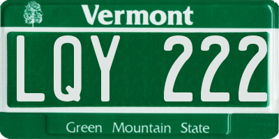 VT license plate LQY222