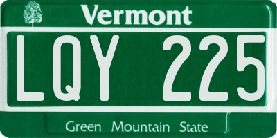 VT license plate LQY225