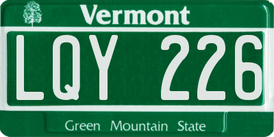 VT license plate LQY226