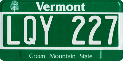 VT license plate LQY227