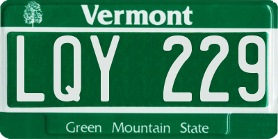 VT license plate LQY229