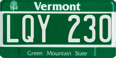 VT license plate LQY230