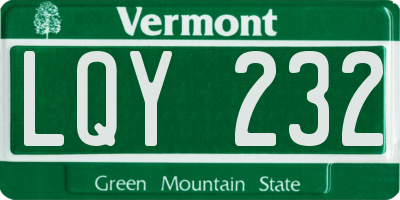 VT license plate LQY232