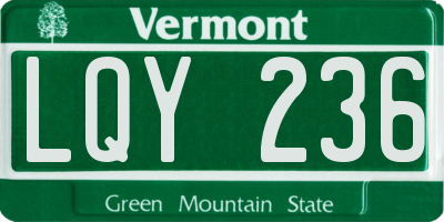 VT license plate LQY236