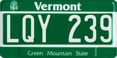 VT license plate LQY239