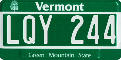 VT license plate LQY244